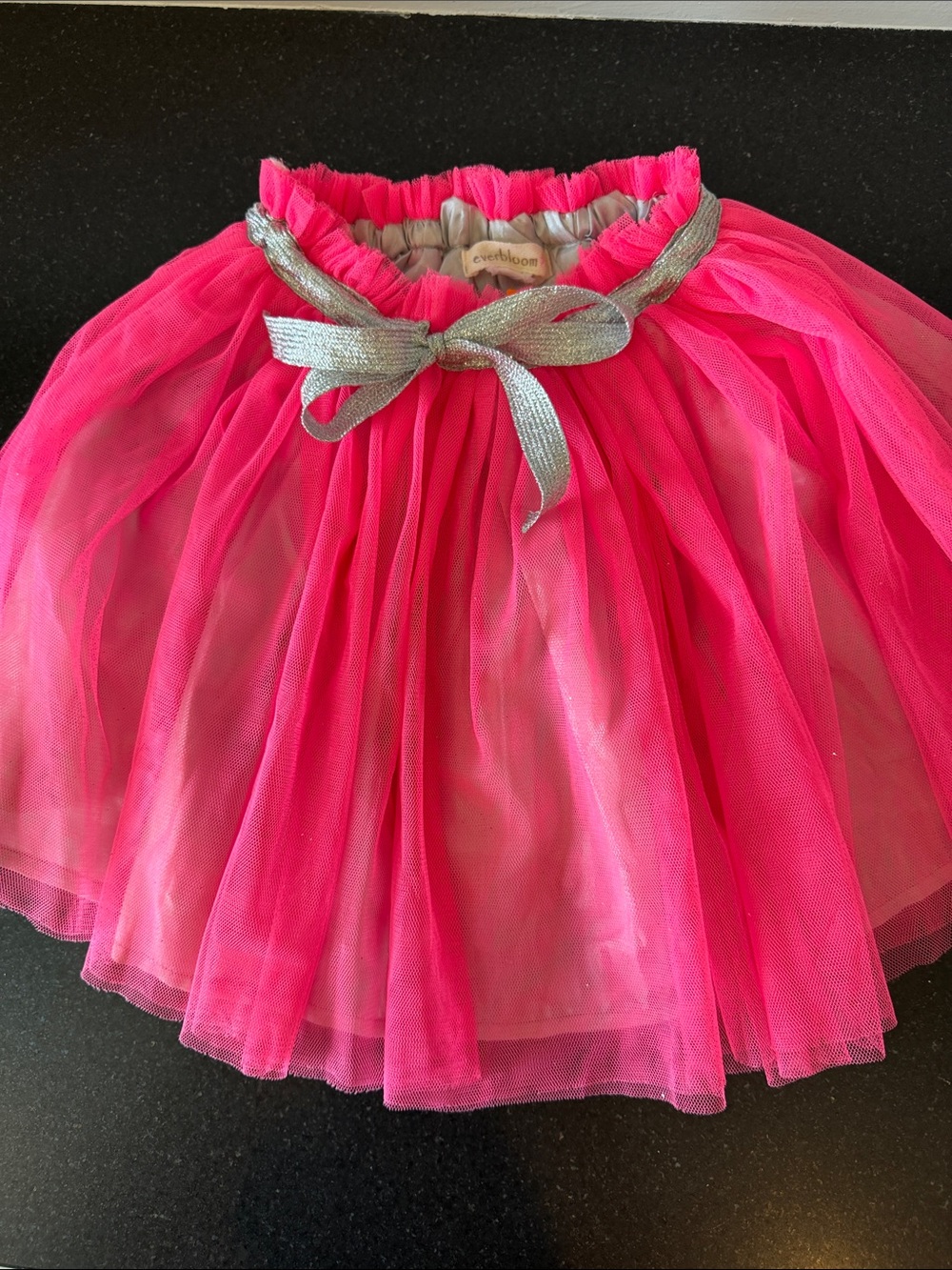 EverBloom Bright Pink Tulle Skirt with Silver Bow